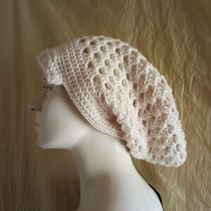 Handmade Crochet Slouchy Beanie - Cream